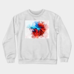 Blue Betta Fish with Red Tail watercolor Crewneck Sweatshirt